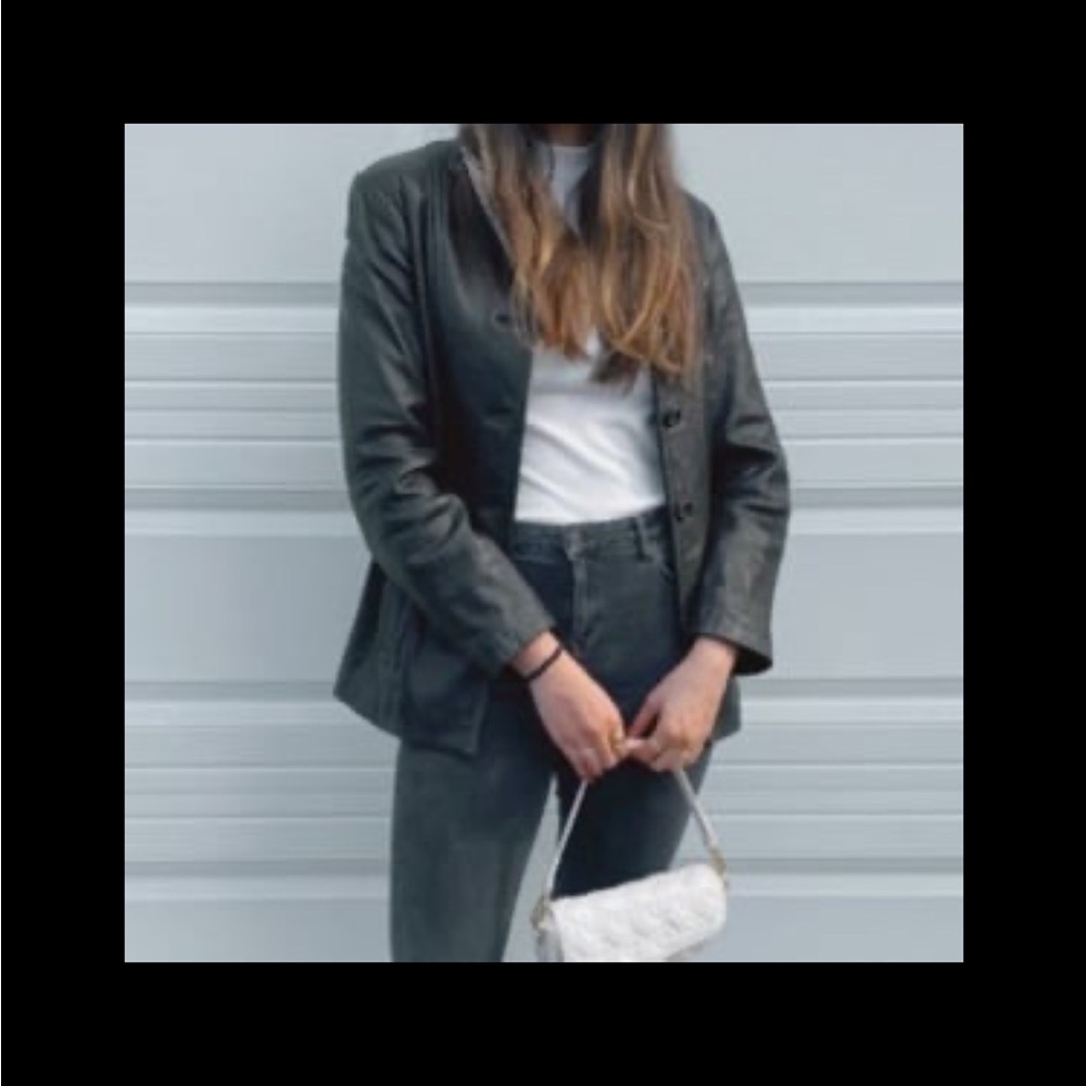 Vintage BP Nordstrom Soft Lamb Leather Black Blazer Jacket - Picture 2 of 11